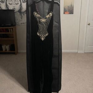 Jessica McClintock Black Dress with Gold Details